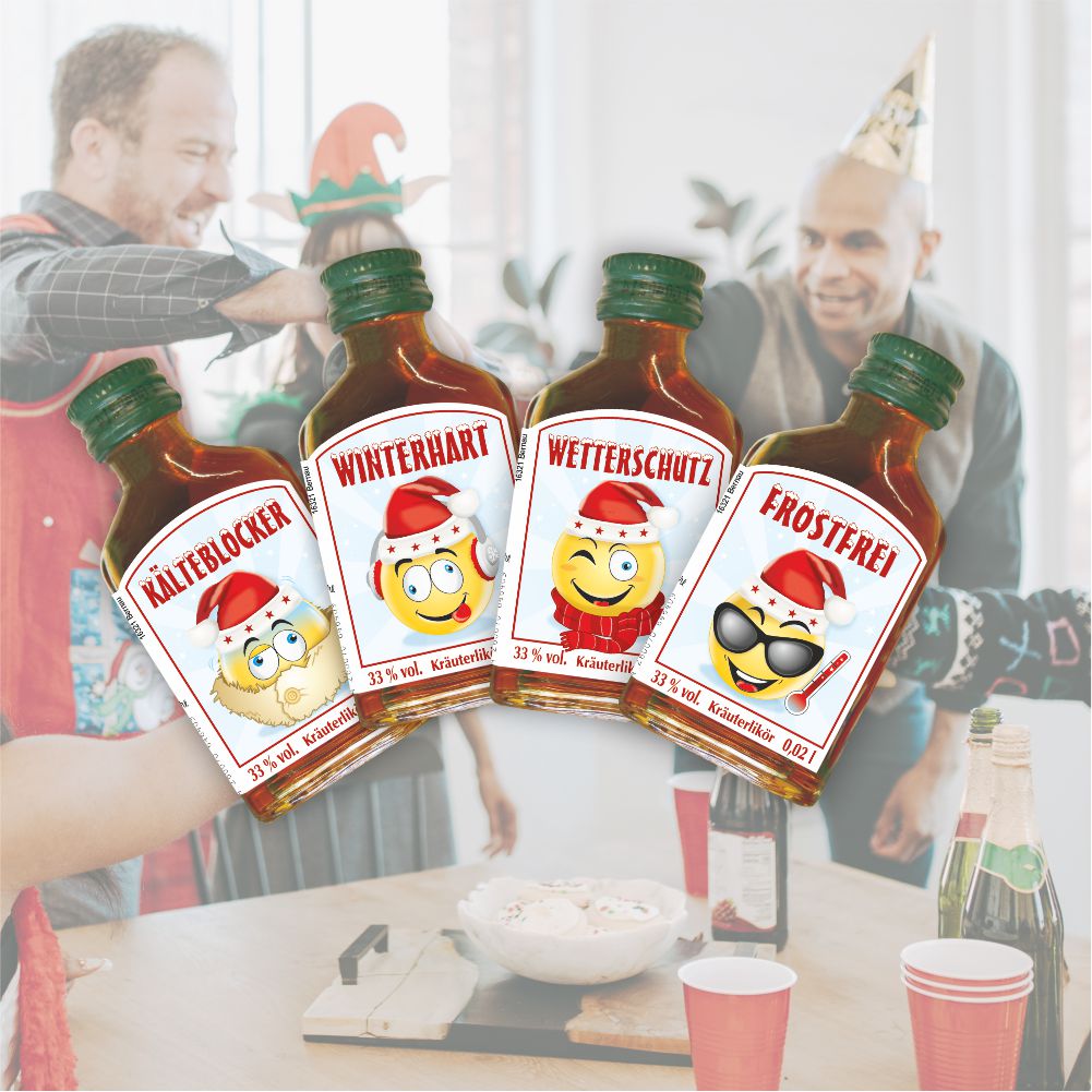 20er Box Kräuterlikör Display - Weihnachtsgrüße - zu Weihnachten 20 St kleine Schnäpse 2 cl 33% vol. alk. Spirituosen Frostfrei Wetterschutz Kälteblocker Winterhart Geschenke für Männer 2
