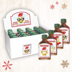 20er Box Kräuterlikör Display - Weihnachtsgrüße - zu Weihnachten 20 St kleine Schnäpse 2 cl 33% vol. alk. Spirituosen Frostfrei Wetterschutz Kälteblocker Winterhart Geschenke für Männer