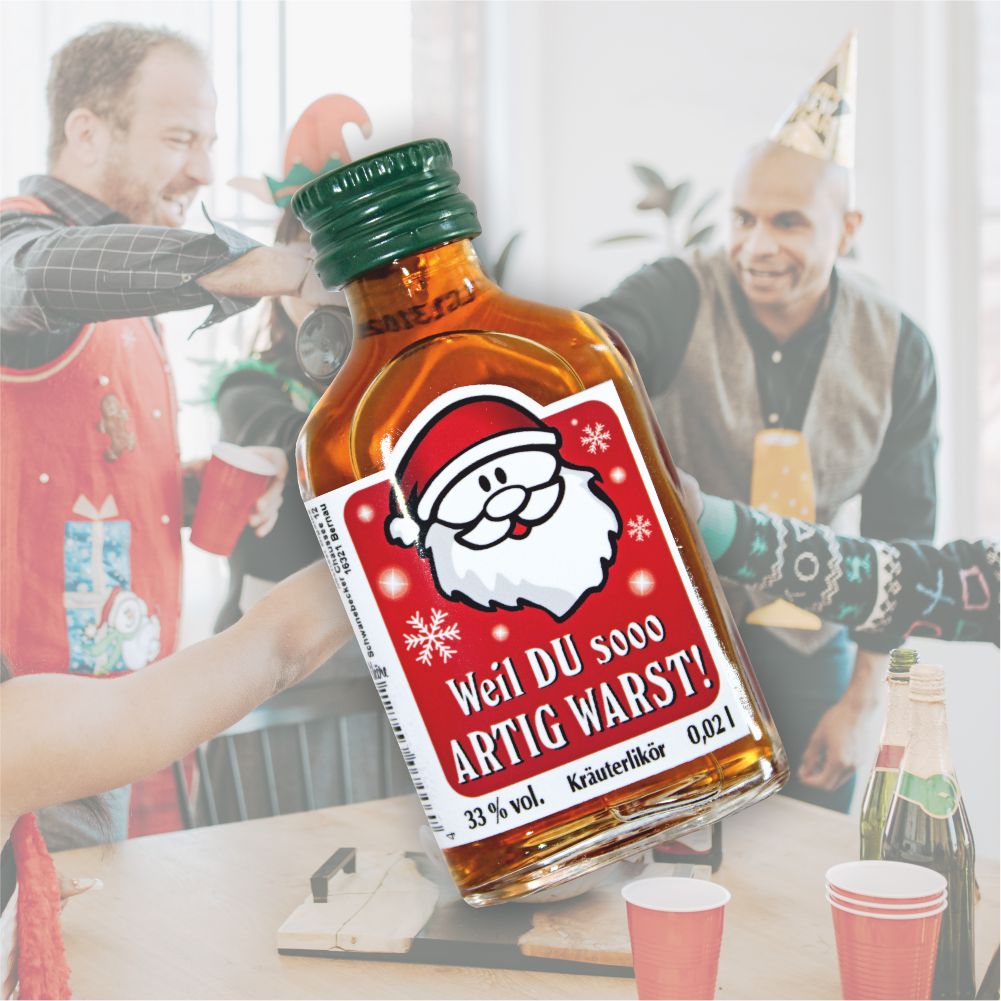 20er Box Kräuterlikör Display - Weil du artig warst - zu Weihnachten 20 St kleine Schnäpse Spirituosen 2 cl 33% vol. alk. Geschenke für Männer 2