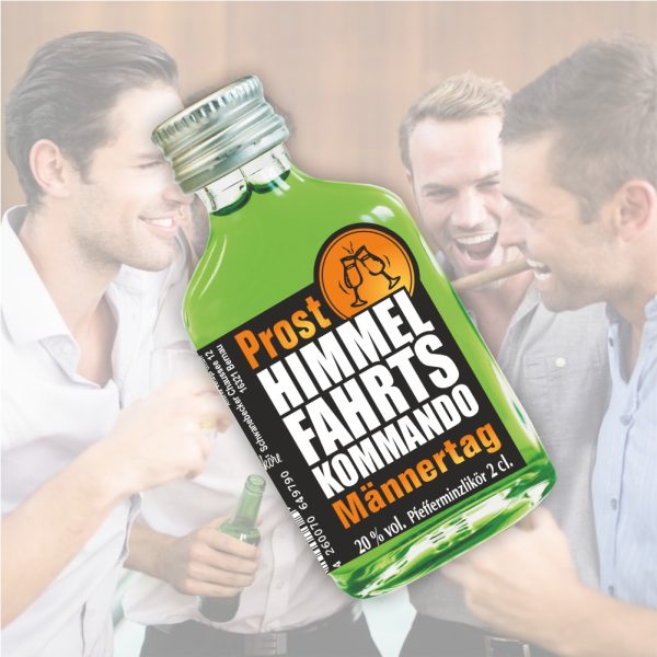 24er Box Pfefferminzlikör Display Himmelfahrtskommando als Vatertagsgeschenk 24 St kleine Schnäpse 2 cl 20% vol. alk. Geschenke für Männer zum Vatertag Männertag Schnaps einzeln