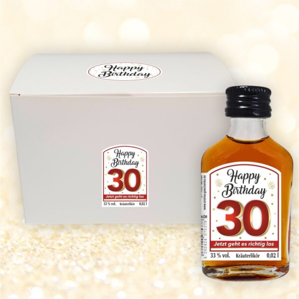24er Box - Zum 30. Geburtstag, Jetzt gehts richtig los - Kräuterlikör Happy Birthday Zahlengeschenk zum runden Geburtstag
