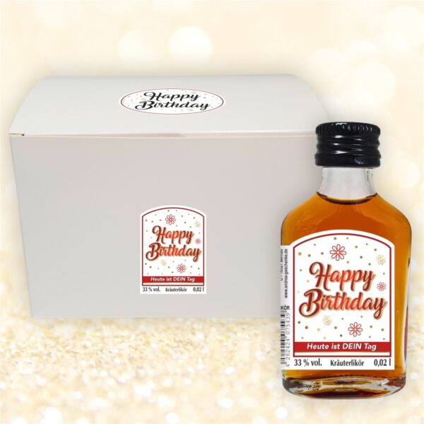 24er Box - Zum Geburtstag, Heute ist dein Tag - Kräuterlikör Happy Birthday Zahlengeschenk zum runden Geburtstag