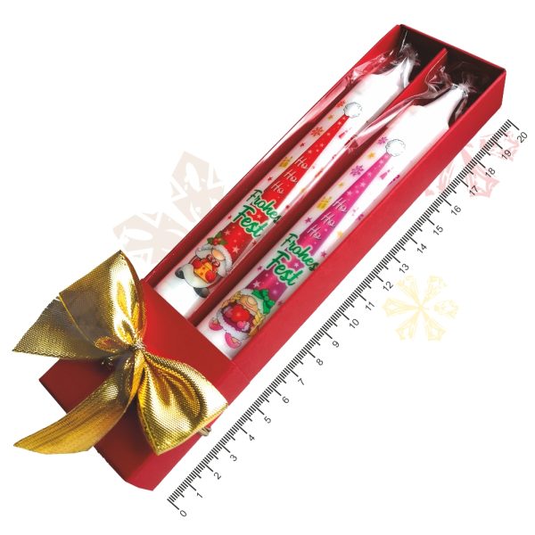 2er Set Weihnachtskerzen in Geschenkverpackung mit Schleife Sprüche auf Spitzkerzen Stabkerzen Kerzen mit Tattoofolie im Geschenkset Maße
