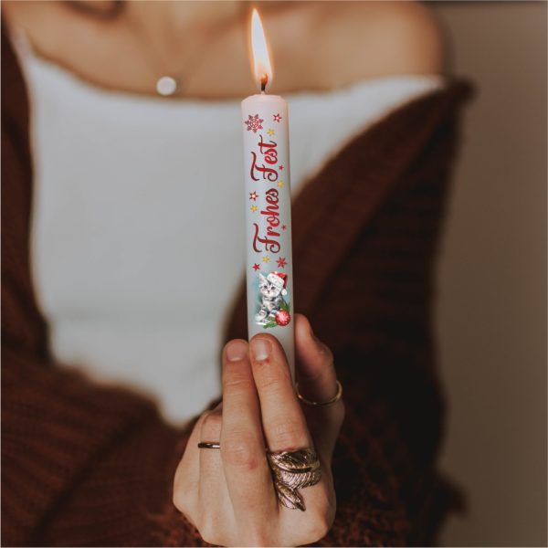 2er Set Weihnachtskerzen – Frohes Fest - in Geschenkverpackung mit Schleife Sprüche auf Spitzkerzen Stabkerzen Kerzen mit Tattoofolie im Geschenkset
