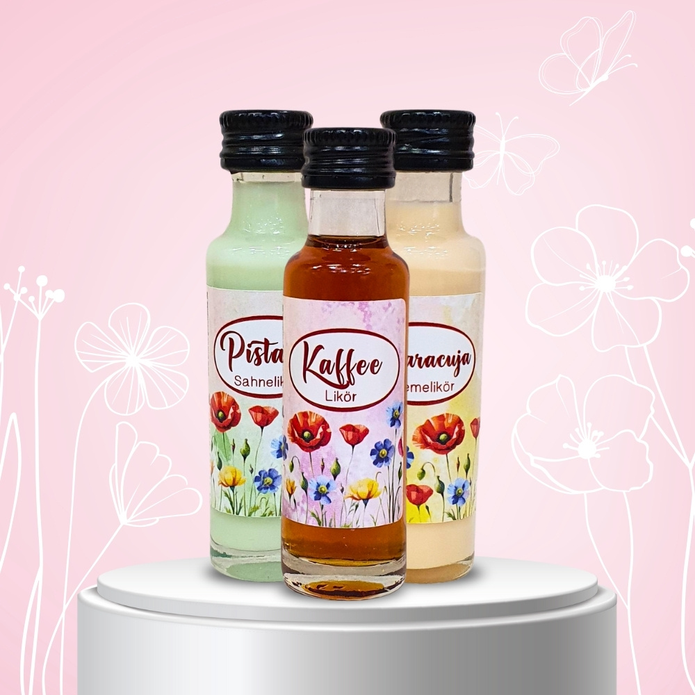 3er Box - Mädelsrunde - Kaffeelikör Maracuja-Creme Ristazie-Sahne Kleinigkeit Frauengeschenk Geschenkbox - Liköre