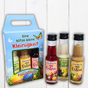 3er Box Osterliköre - Kleinigkeit, Frohe Ostern - Schoko Sahne Amarena Kirsch Nuss Nougat Likör Kleinigkeit zu Ostern Ostergeschenk in schöner Geschenkverpackung - mit den Likören