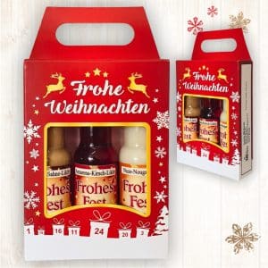 3er Box Weihnachtsliköre - Frohe Weihnachten - Nuss Nougat Amarena Kirsch Schoko Sahne Bratapfel Glühwein Likör zu Weihnachten