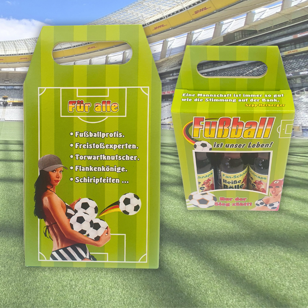 3er Likörbox Heiße Bälle Fan Schnäpse Fußball Geschenke für Männer Kräuterlikör - Rückseite