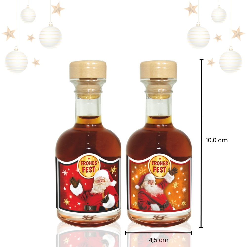 4er Set Mini Apotheker Weihnachtsliköre - Frohes Fest Weihnachtsüberraschung Kräuterlikör - 33% vol. Kräuterlikör als Geschenk Kleinigkeit zu Weihnachten Humor Apotheke Spaßmedizin Humormedizin Maß
