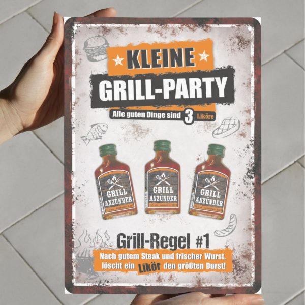 A4 Glückwunschkarte Karte Kleine Grillparty, Grillregel Nr. 1 mit Schnaps Likör Kräuterlikör Grill Anzünder Grillanzünder für Männer zum Geburtstag Männergeschenk - Verhältnis