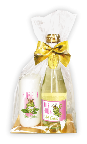 Alles Gute und Viel Glück Geschenk mit Kerze und Piccolo