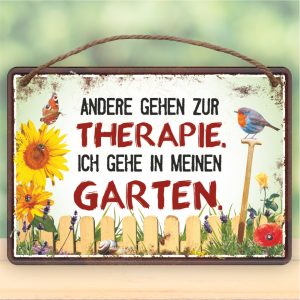 Andere gehen zur Therapie ich gehe in meinen Garten - Metallschild Blechschild Schild Türschild mit Kordel Seil zum Anhängen Männergeschenk AV Andrea Verlag andrea-geschenke.de