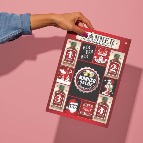 Der große Männer Adventskalender zu Weihnachten mit Kräuterlikör und Flaschenöffner Kapselöffner Männersache - Mochup