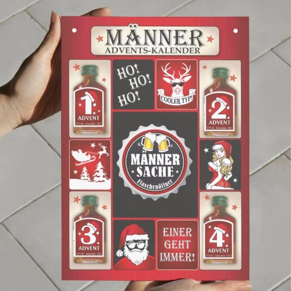 Der große Männer Adventskalender zu Weihnachten mit Kräuterlikör und Flaschenöffner Kapselöffner Männersache - Mochup2