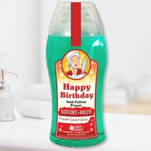 Duschgel - Happy Birthday - Anti Falten Sofort Hilfe Duschbad Geschenk für Frauen Spaßmedizin Humorapotheke Scherzartikel Spaß Av Andrea Verlag andrea-geschenke.de