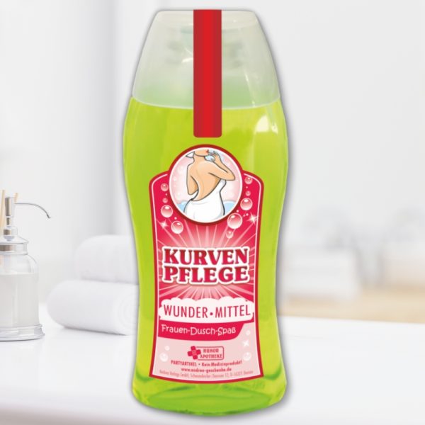 Duschgel - Kurvenpflege - Duschbad Geschenk für Frauen Spaßmedizin Humorapotheke Scherzartikel Spaß Av Andrea Verlag andrea-geschenke.de