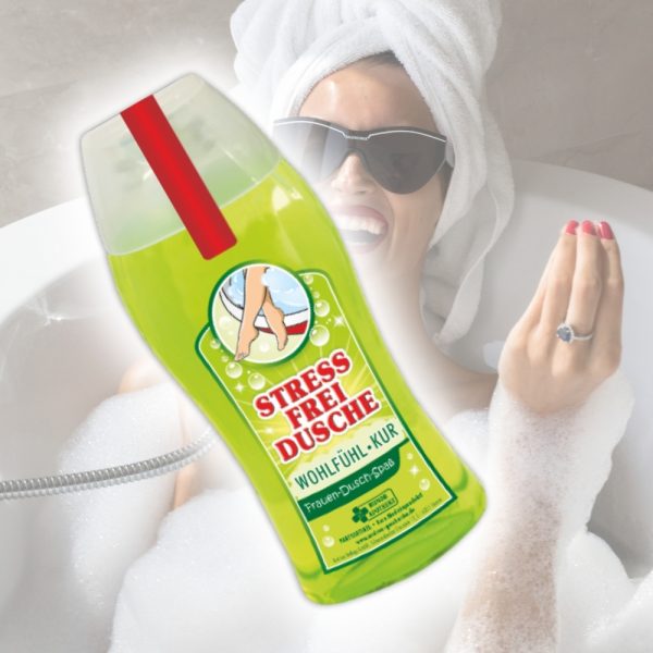 Duschgel - Stress Frei Dusche - Duschbad Geschenk für Frauen Spaßmedizin Humorapotheke Scherzartikel Spaß Av Andrea Verlag andrea-geschenke.de Testemonial