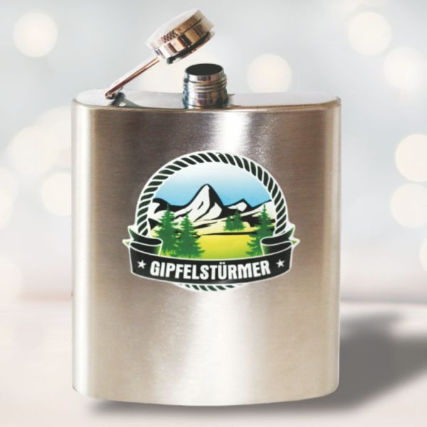 Edelstahl-Flachmänner Gipfelstürmer für Wanderer Bergsteiger Gipfererklimmer als Geschenk für Männer AV Andrea Verlag andrea-verlag.de