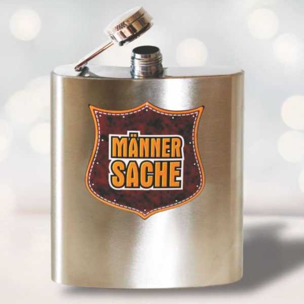 Edelstahl-Flachmänner Männersache für harte Kerle als Geschenk für Männer AV Andrea Verlag andrea-verlag.de