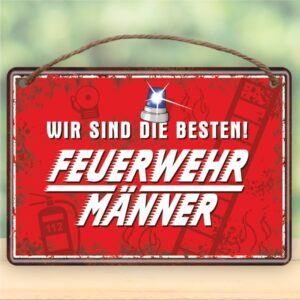Ein Feuerwehrmänner lässt nichts anbrennen bester Feuerwehrmann Männer Mann Metallschild Blechschild Schild Türschild Männergeschenk AV Andrea Verlag andrea-geschenke.de