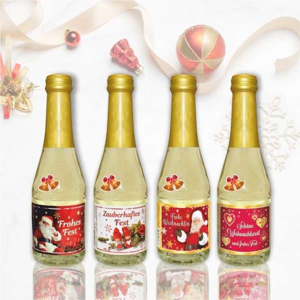 Frohes Fest Frohe Weihnachten Zauberhafte Fröhliche - alle Piccolovarianten Beeren Perlwein Schaumwein 4 Motive AV Andrea Verlag andrea-geschenke.de