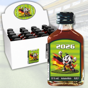 Fußball 2026 Partybox Likör – 20er Kräuterlikör Geschenkbox für Deutschland Fans, das ideale Fußballgeschenk für Männer zum gemeinsamen Mitfiebern