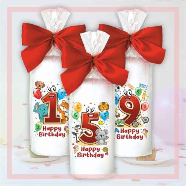 Geburtstagskerze zum Geburtstag, Happy Birthday - Motive auf Tattoofolie Schleife Kerze mit Geburtstagszahl Zahl zum Kindergeburtstag