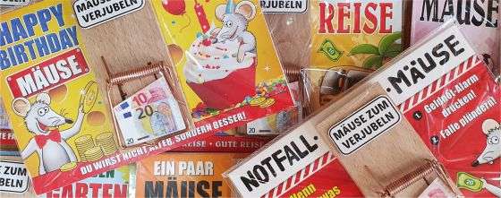 Geldgeschenk Glückwunschkarte Grußkarte Karte Mausfalle Mäuse AV Andreaverlag andrea-geschenke.de