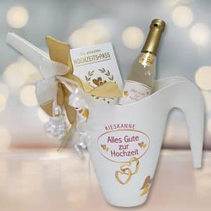 Geldgeschenk Kieskanne Geschenk zur Hochzeit mit Hochzeitspass und 22 Karat Piccolo Gold Goldsekt Gießkanne Hochzeitsgeschenk zur das Brautpaar AV Andrea Verlag andrea-geschenke.de
