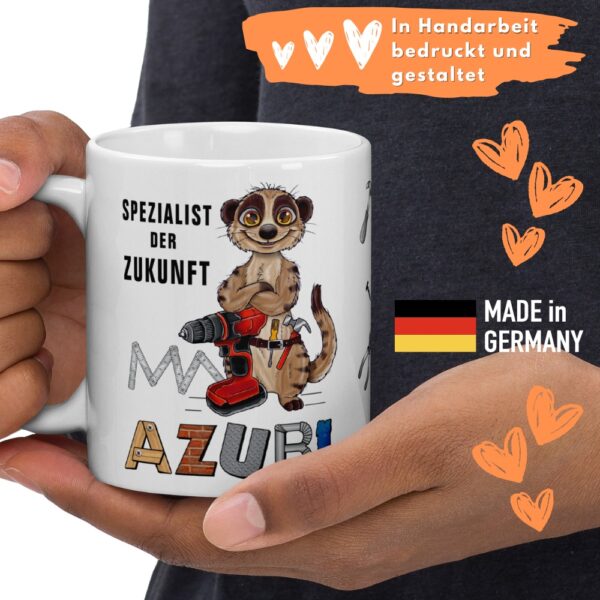 Geschenk Tasse Kaffeetasse mit Spruch - Azubi, Spezialist der Zukunft - für Handwerker Heimwerker Bauarbeiter - Qualität made in Germany 2