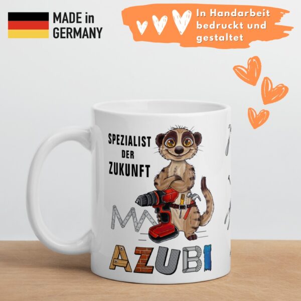 Geschenk Tasse Kaffeetasse mit Spruch - Azubi, Spezialist der Zukunft - für Handwerker Heimwerker Bauarbeiter - Qualität made in Germany