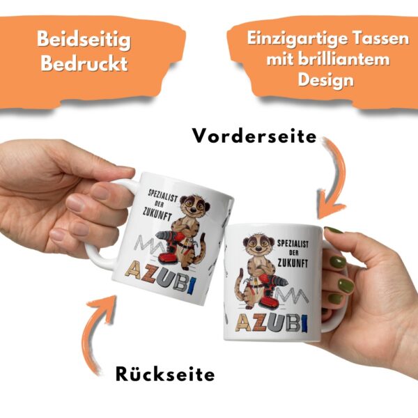 Geschenk Tasse Kaffeetasse mit Spruch - Azubi, Spezialist der Zukunft - für Handwerker Heimwerker Bauarbeiter - beidseitiger Druck 2