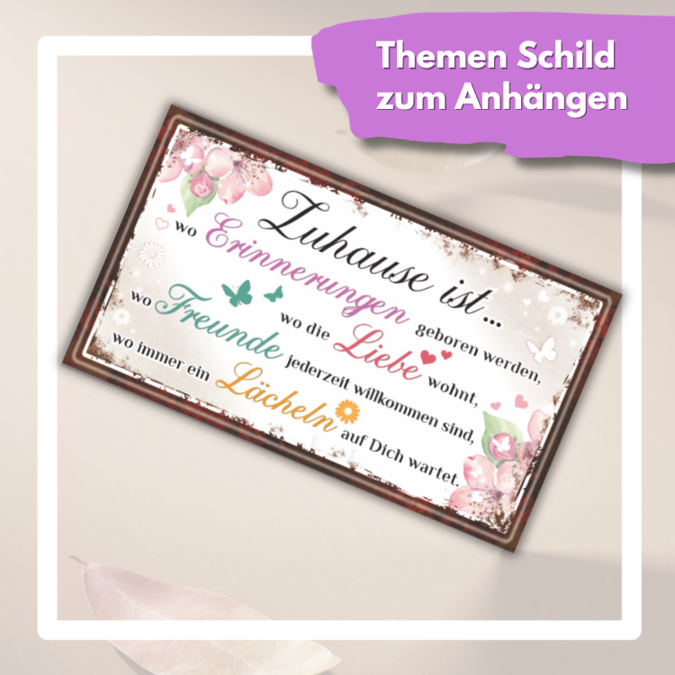 Geschenk zum Einzug Wandkalender 2027 – Einweihungsgeschenk Set mit Zuhause ist... Schild, Wochenplaner zum Abreißen & Metall-Kugelschreiber - schild