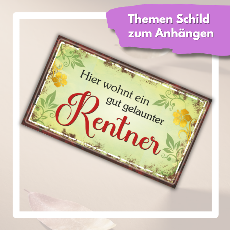 Geschenk zum Ruhestand Wandkalender 2027 – Abschiedsgeschenk Kollege Set mit Gut gelaunter Rentner Schild, Wochenplaner & Metall-Kugelschreiber - Schild