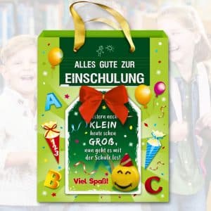Geschenktuete-Alles-Gute-zur-Einschulung-mit-Glueckwunschkarte-als-Einschulungsgeschenk-Geschenk-zur-Einschulung-fuer-Jungen-und-Maedchen-Geschenktasche-mit-Karte
