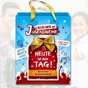 Geschenktüte - Alles Gute zur Jugendweihe - mit Glückwunschkarte als Jugendweihegeschenk Geschenk zur Jugendweihe für Jungen und Mädchen Geschenktasche mit Karte