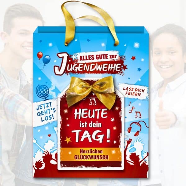 Geschenktüte - Alles Gute zur Jugendweihe - mit Glückwunschkarte als Jugendweihegeschenk Geschenk zur Jugendweihe für Jungen und Mädchen Geschenktasche mit Karte