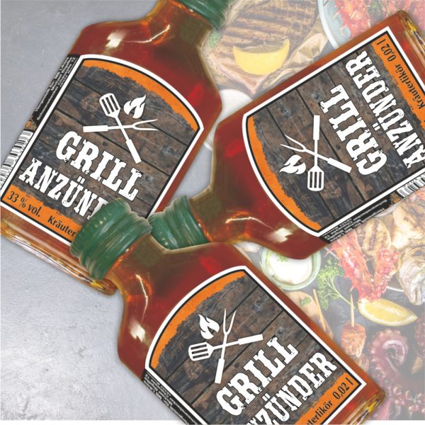 Große A4 Glückwunschkarte Geburtstagskarte Kleine Grillparty, Grillregel Nr. 1 mit Schnaps Likör Kräuterlikör Grill Anzünder für Männer zum Geburtstag Männergeschenk - Grillanzünder