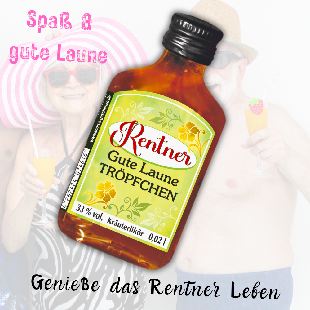 Gute Laune Tröpfchen - Kräuterlikör 2cl 33 vol. alk. Für Rentner zum Ruhestand