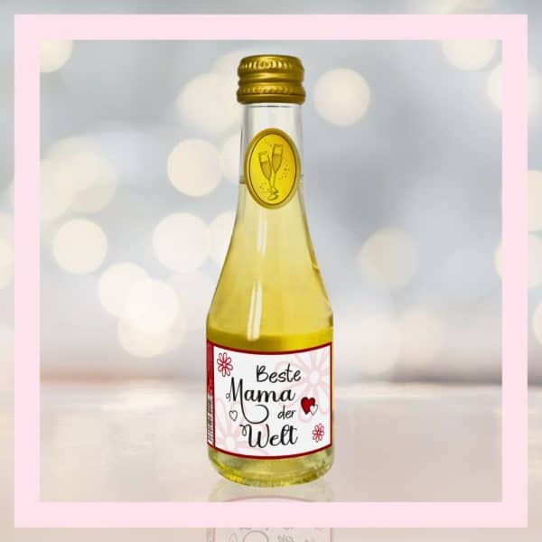 Hochwertiges Geschenkset - Piccolo Beerenperlwein mit Kerze Beste Mama der Welt - Secco Sekt mit Stumpenkerze Perfektes Geschenk für Frauen zum Muttertag - Piccolo