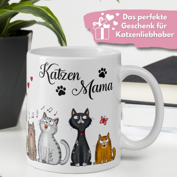 Katzentasse Katzen Tasse Kaffeetasse mit Spruch - Katzenmama, bunt - Geschenk für Katzenliebhaber - Geschenkidee auf Schreibtisch
