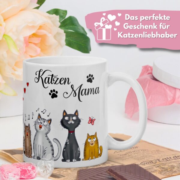 Katzentasse Katzen Tasse Kaffeetasse mit Spruch - Katzenmama, bunt - Geschenk für Katzenliebhaber - Geschenkidee mit Deko
