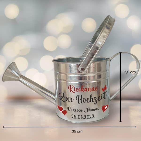 Kieskanne - Zur Hochzeit personalisiert, Geldgeschenk Gießkanne als Hochzeitsgeschenk - Maße