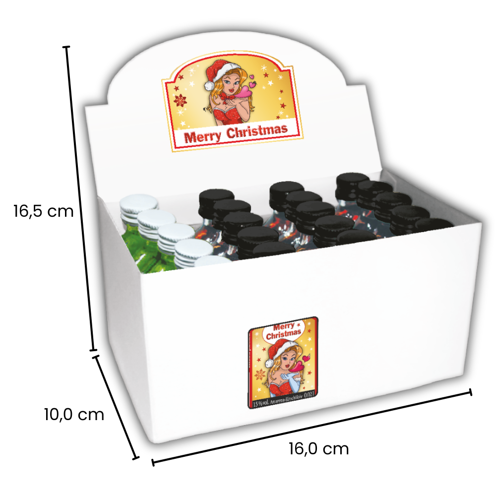Likör Geschenkset mit 20 Mini Liköre Box – Abwechslungsreiches Kräuterlikör Set, Pfefferminzlikör und Kirschlikör als Schnaps Geschenkbox für Männer - Maße