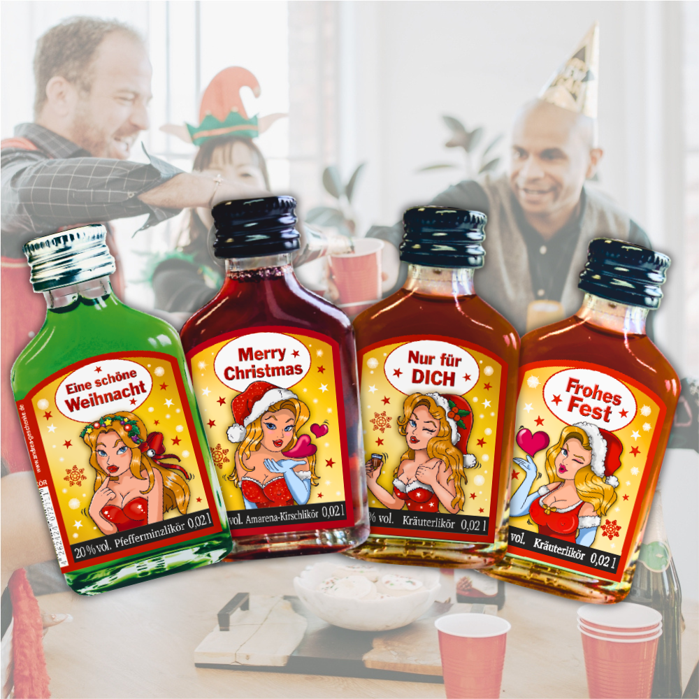 Likör – Abwechslungsreiches Kräuterlikör Set, Pfefferminzlikör und Kirschlikör als Schnaps Geschenkbox für Männer zu Weihnachten