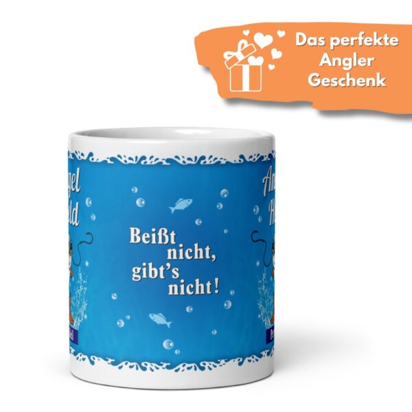 Lustige Angel-Tasse Angel Held – Petri Heil Geschenk für Angler – 300 ml Keramiktasse – Spülmaschinenfest, farbecht – Perfekte Geschenkidee für Fischer - Mitte