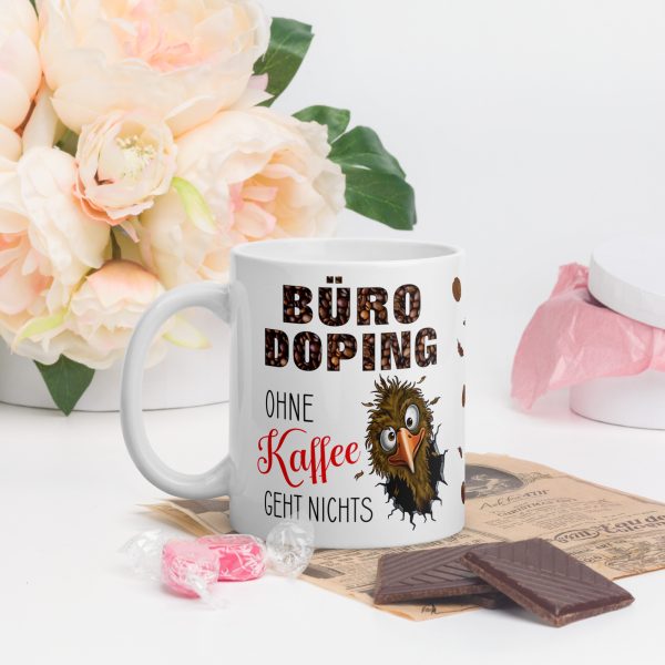 Lustige Tasse Kaffeetasse für Kaffeeliebhaber – Büro Doping ohne Kaffee geht nichts – Becher Perfektes Geschenk für Kaffee-Junkies, Kollegen & Freunde - mit Deko