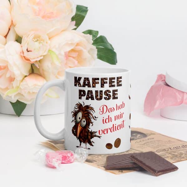 Lustige Tasse Kaffeetasse für Kaffeeliebhaber – Kaffeepause „Das hab ich mir verdient“ – Becher Perfektes Geschenk für Kaffee-Junkies, Kollegen & Freunde - mit Deko