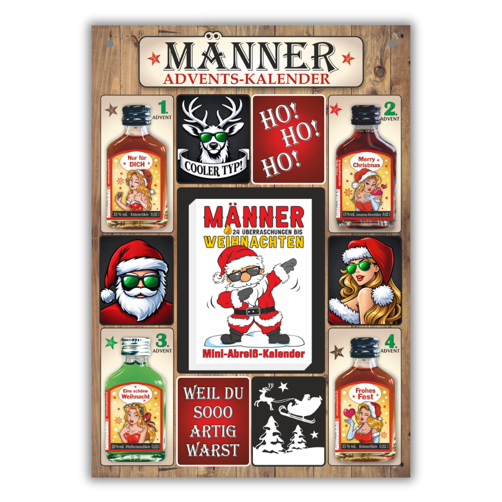 Männer Adventskalender Mädels mit Likör und 24 Seiten Abreißblock Schnaps Kalender für Männer zum anhängen Einzigartiges Geschenk zu Weihnachten Scherzartikel