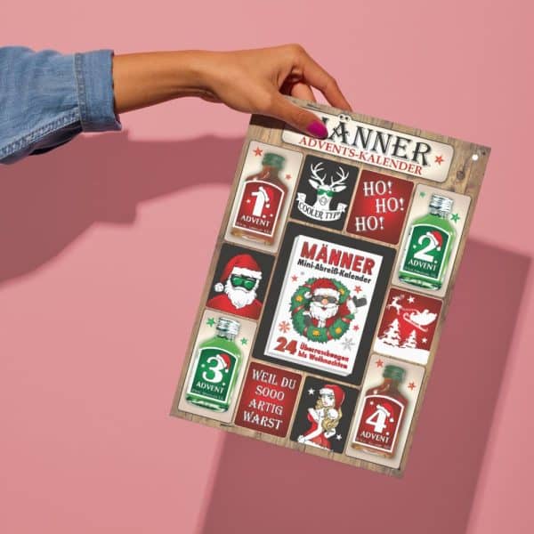 Männer Adventskalender mit Kräuterlikör und Pfefferminzlikör 24 Seiten Abreißblock Schnaps Likör Kalender für Männer zum anhängen Einzigartiges Geschenk zu Weihnachten Scherzartikel - Mochup